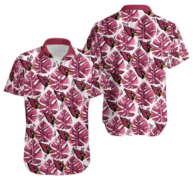 Combo Arizona Cardinals Button-Up Shirt & Men Shorts RL34