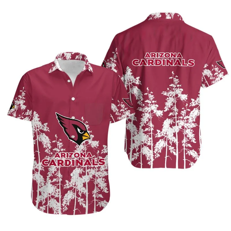 Combo Arizona Cardinals Button-Up Shirt & Men Shorts RL79