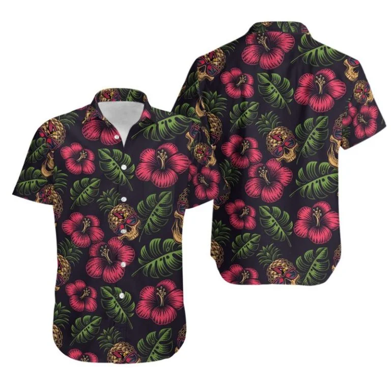 Combo Arizona Cardinals Button-Up Shirt & Men Shorts WJ46