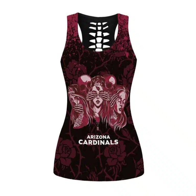 Arizona Cardinals Women's Hollow Out Tank Top + Legging WJ64 - Image 2