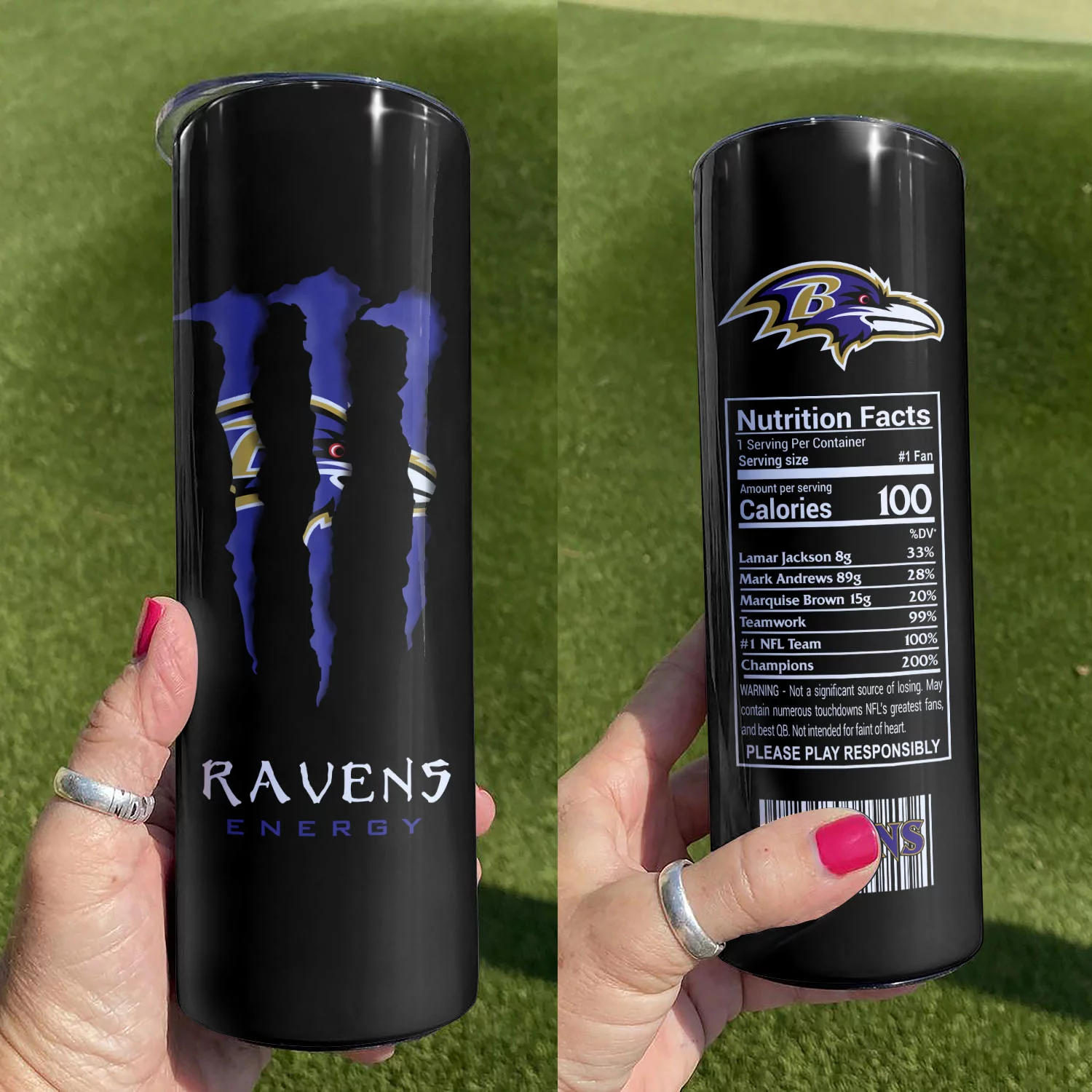 ΝFL03-Limited Edition Ravens Skinny Tumbler Cup 20oz & 30oz