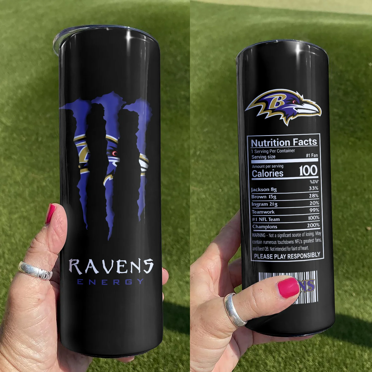 ΝFL03-Limited Edition Ravens Skinny Tumbler Cup 20oz & 30oz