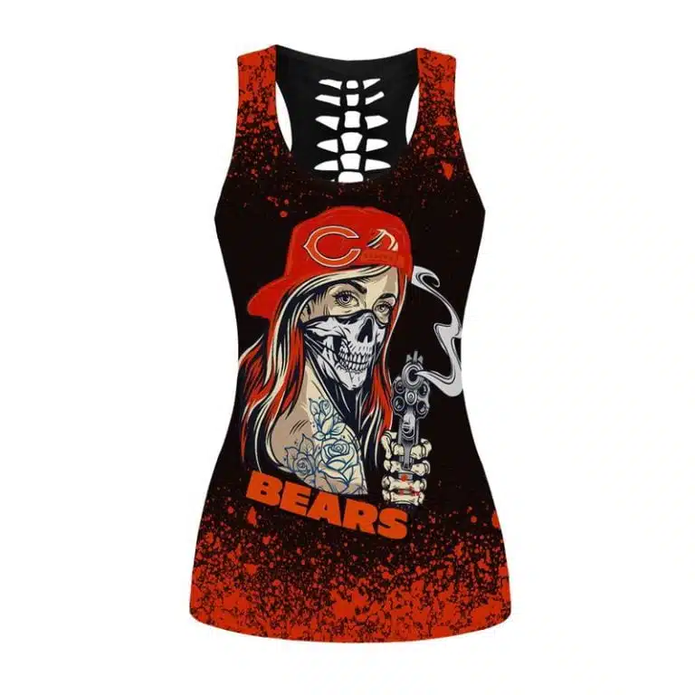Chicago Bears Women's Hollow Out Tank Top + Legging WT71 - Image 2