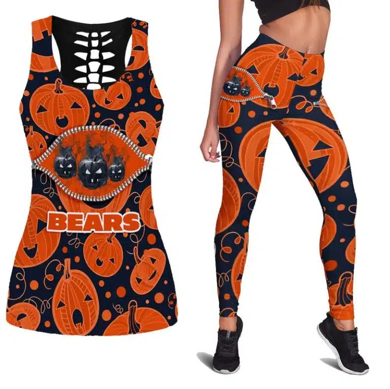Chicago Bears Women's Hollow Out Tank Top + Legging LE13  