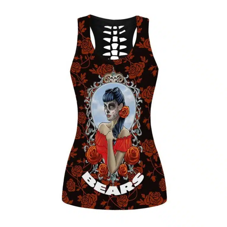 Chicago Bears Women's Hollow Out Tank Top + Legging IT64 - Image 2