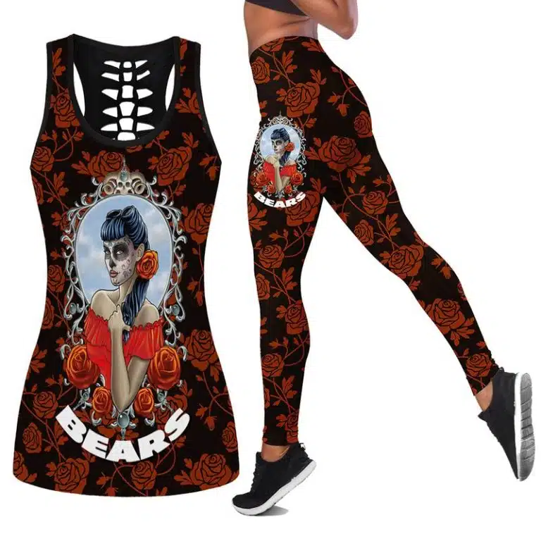 Chicago Bears Women's Hollow Out Tank Top + Legging IT64