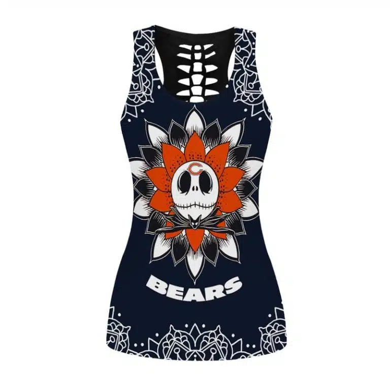 Chicago Bears Women's Hollow Out Tank Top + Legging IE54 - Image 2