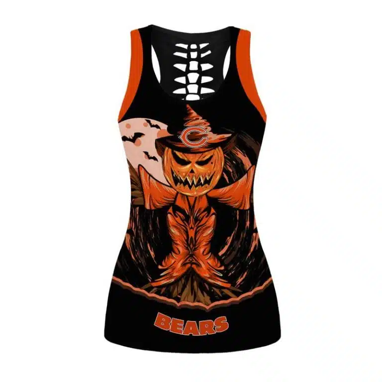 Chicago Bears Women's Hollow Out Tank Top + Legging KY64 - Image 2