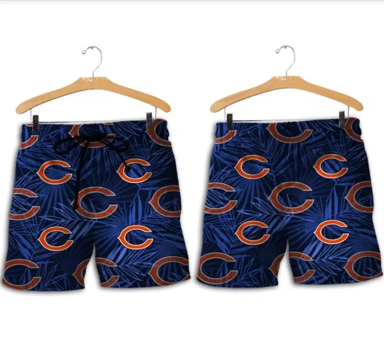 Combo Chicago Bears Button-Up Shirt & Men Shorts KJ13 - Image 2