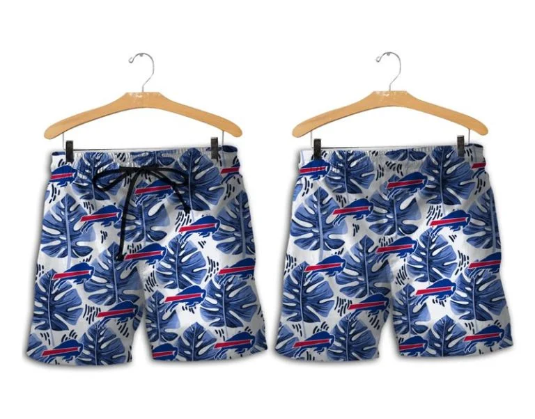 Combo Buffalo Bills Button-Up Shirt & Men Shorts DK54 - Image 2