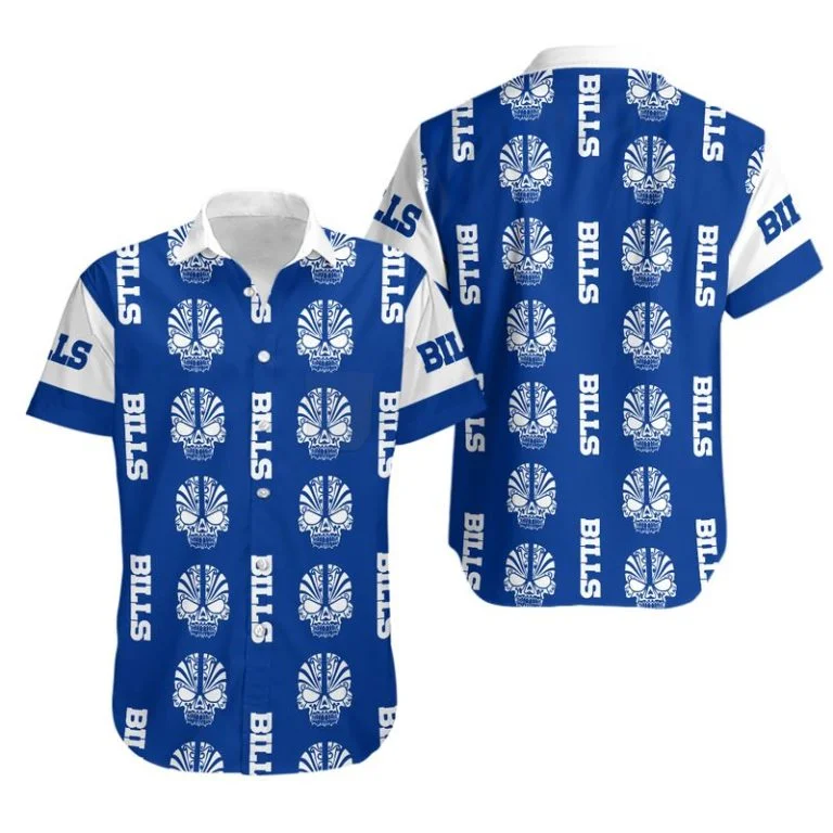 Combo Buffalo Bills Button-Up Shirt & Men Shorts LA73