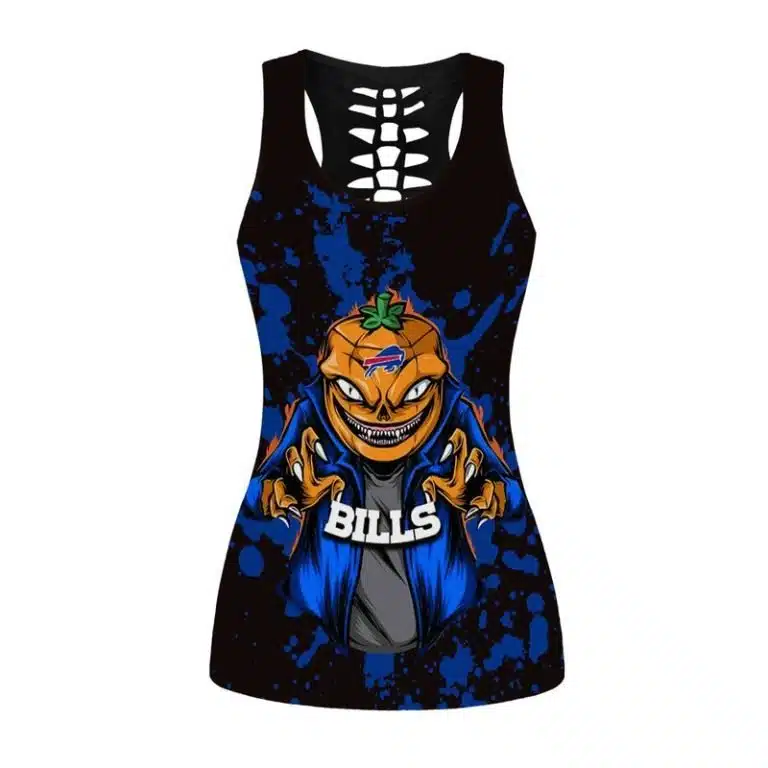 Buffalo Bills Women's Hollow Out Tank Top + Legging JF19 - Image 2