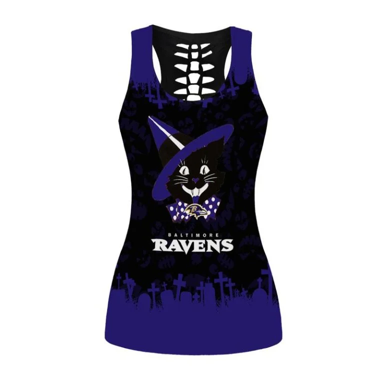 Baltimore Ravens Women’s Hollow Out Tank Top + Legging SG49 - Image 2