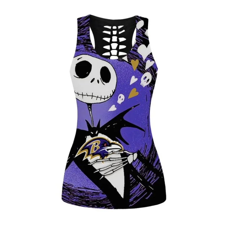 Baltimore Ravens Women’s Hollow Out Tank Top + Legging JR41 - Image 2