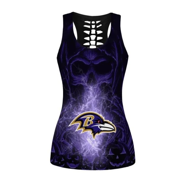 Baltimore Ravens Women’s Hollow Out Tank Top + Legging WK43 - Image 2