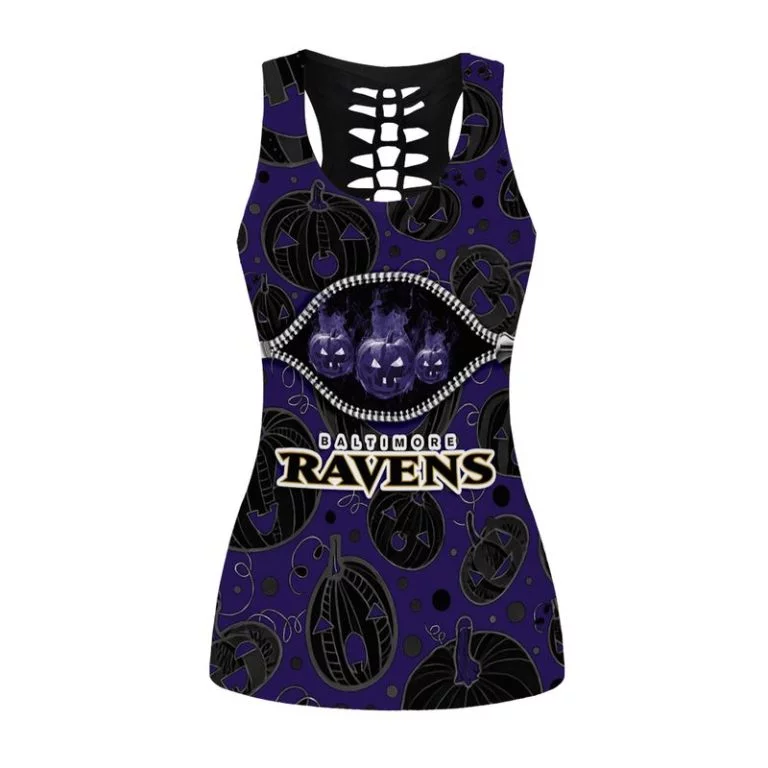 Baltimore Ravens Women’s Hollow Out Tank Top + Legging RE23 - Image 3