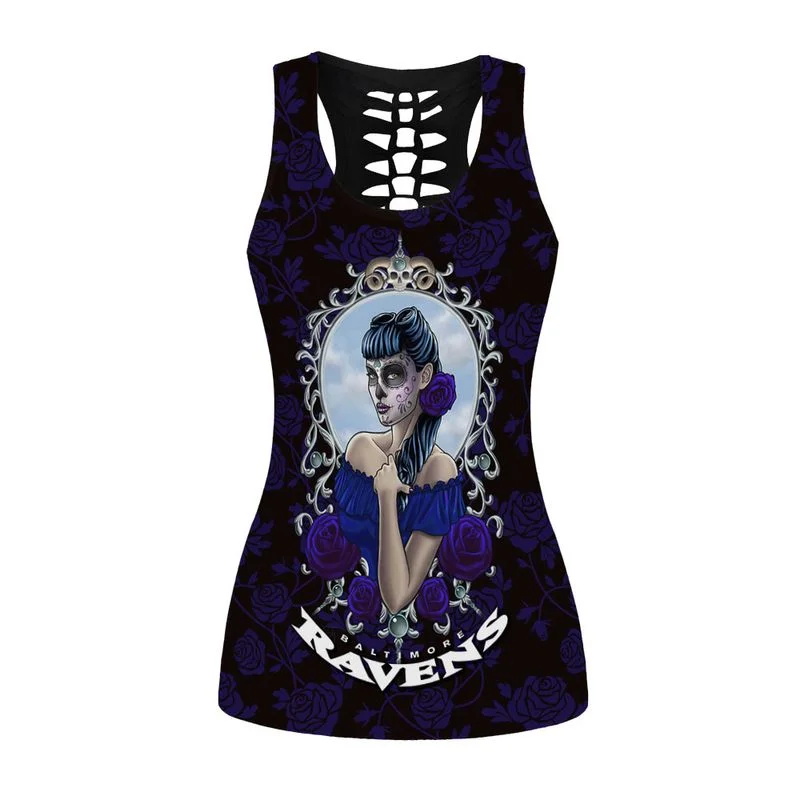 Baltimore Ravens Women’s Hollow Out Tank Top + Legging CF41 - Image 2