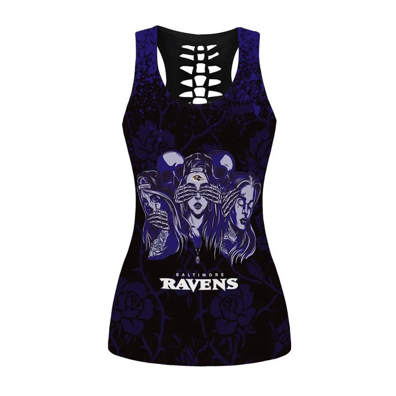 Baltimore Ravens Women’s Hollow Out Tank Top + Legging UT13 - Image 2