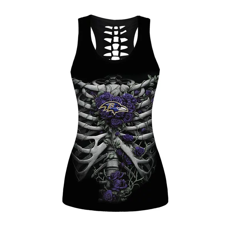 Baltimore Ravens Women’s Hollow Out Tank Top + Legging JC81 - Image 2