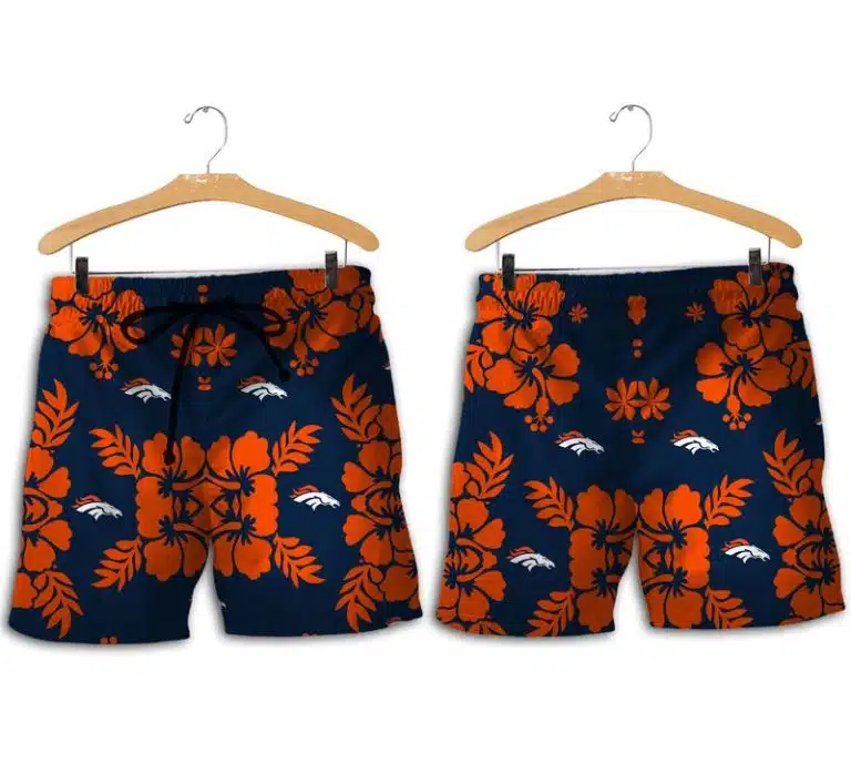 Combo Denver Broncos Button-Up Shirt & Men Shorts FI25 - Image 2