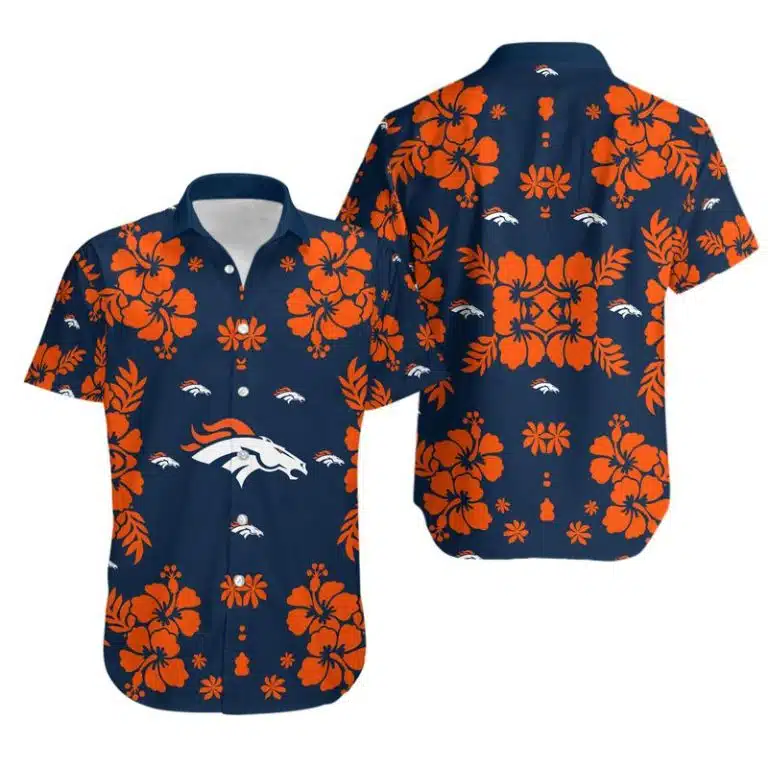 Combo Denver Broncos Button-Up Shirt & Men Shorts FI25