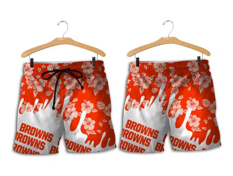 Combo Cleveland Browns Button-Up Shirt & Men Shorts AT13 - Image 2