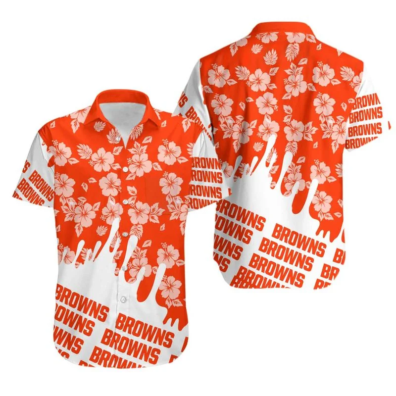 Combo Cleveland Browns Button-Up Shirt & Men Shorts AT13