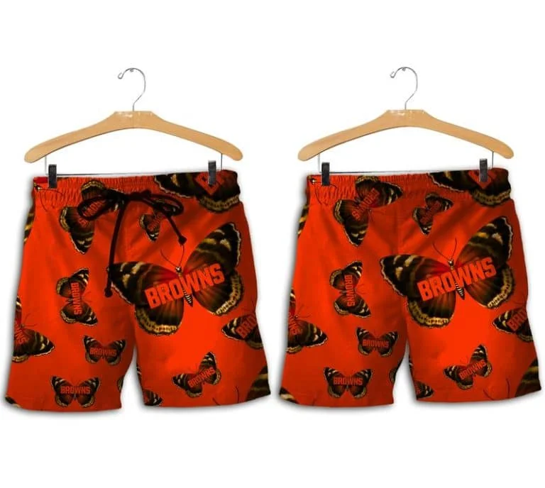 Combo Cleveland Browns Button-Up Shirt & Men Shorts JT81 - Image 2