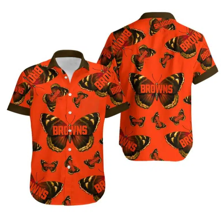 Combo Cleveland Browns Button-Up Shirt & Men Shorts JT81