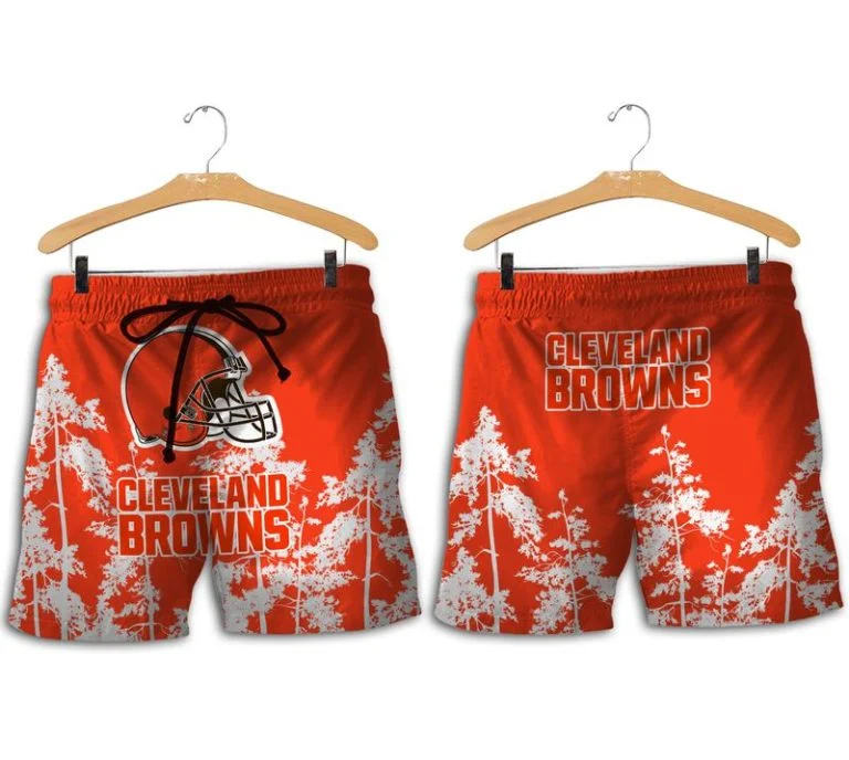 Combo Cleveland Browns Button-Up Shirt & Men Shorts CG28 - Image 2