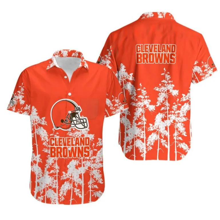 Combo Cleveland Browns Button-Up Shirt & Men Shorts CG28