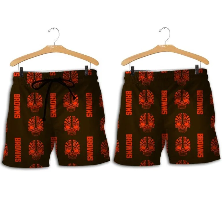 Combo Cleveland Browns Button-Up Shirt & Men Shorts KL13 - Image 2