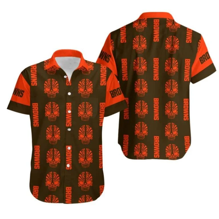 Combo Cleveland Browns Button-Up Shirt & Men Shorts KL13