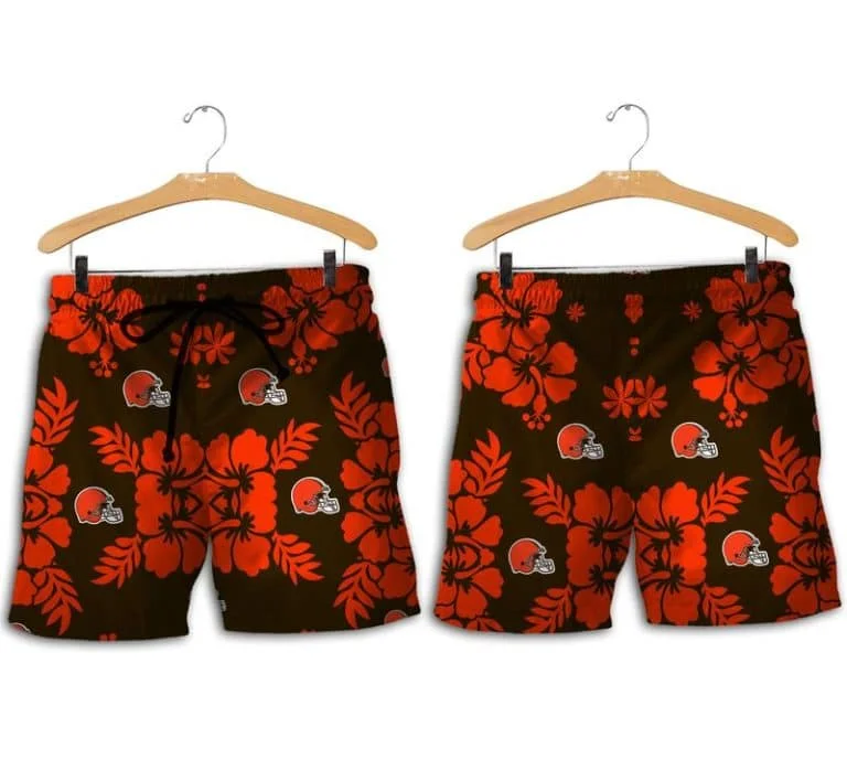 Combo Cleveland Browns Button-Up Shirt & Men Shorts RG13 - Image 2