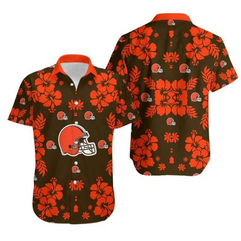 Combo Cleveland Browns Button-Up Shirt & Men Shorts RG13