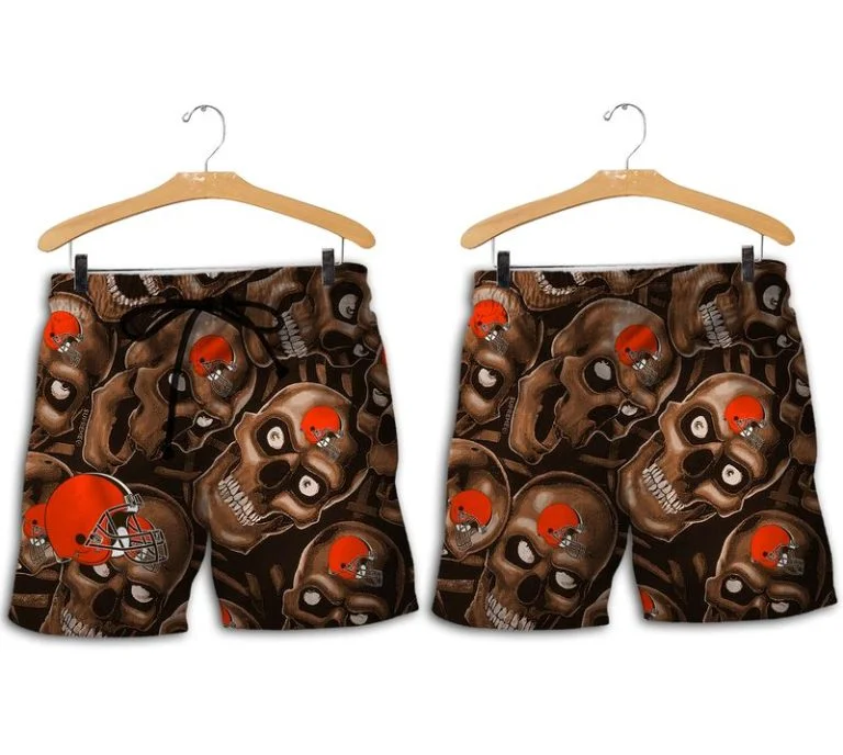Combo Cleveland Browns Button-Up Shirt & Men Shorts DN14 - Image 2