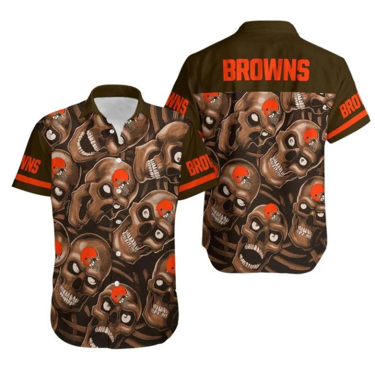 Combo Cleveland Browns Button-Up Shirt & Men Shorts DN14