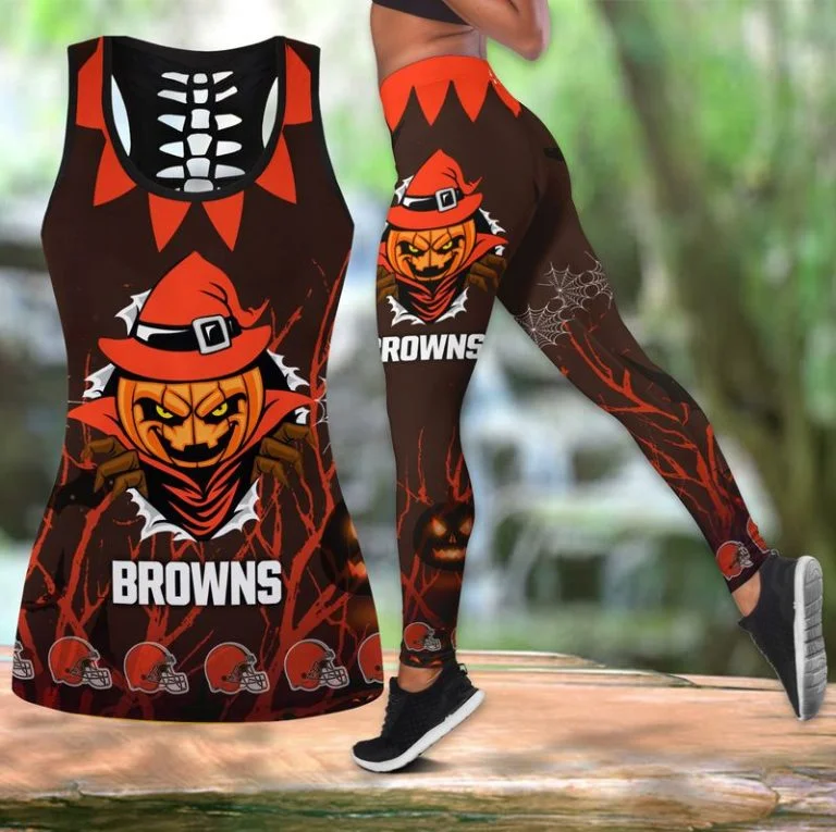 Cleveland Browns Women's Hollow Out Tank Top + Legging QW13