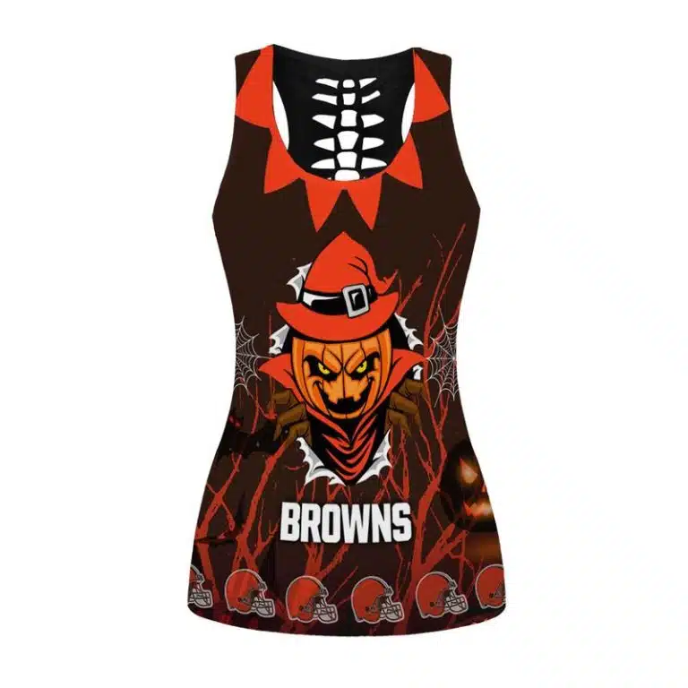 Cleveland Browns Women's Hollow Out Tank Top + Legging QW13 - Image 2
