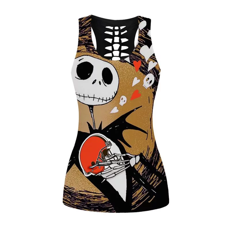 Cleveland Browns Women's Hollow Out Tank Top + Legging EY13 - Image 2