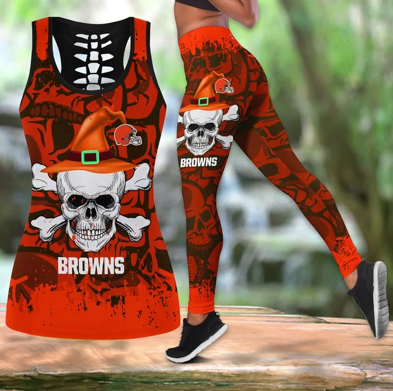 Cleveland Browns Women's Hollow Out Tank Top + Legging KF42