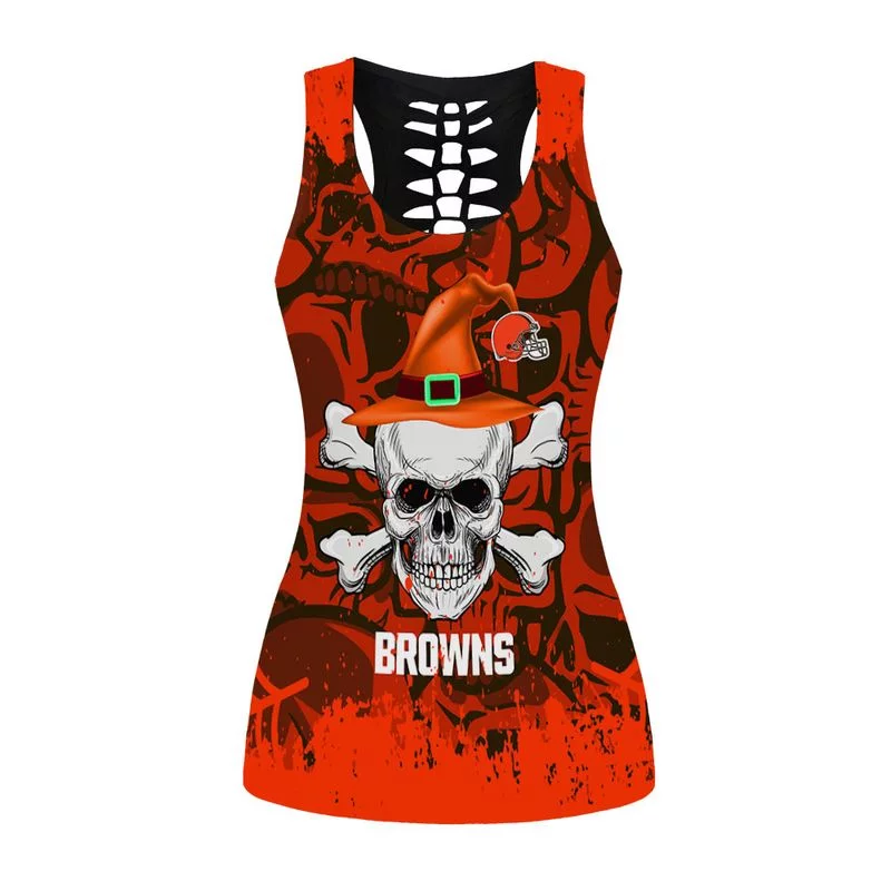 Cleveland Browns Women's Hollow Out Tank Top + Legging KF42 - Image 2