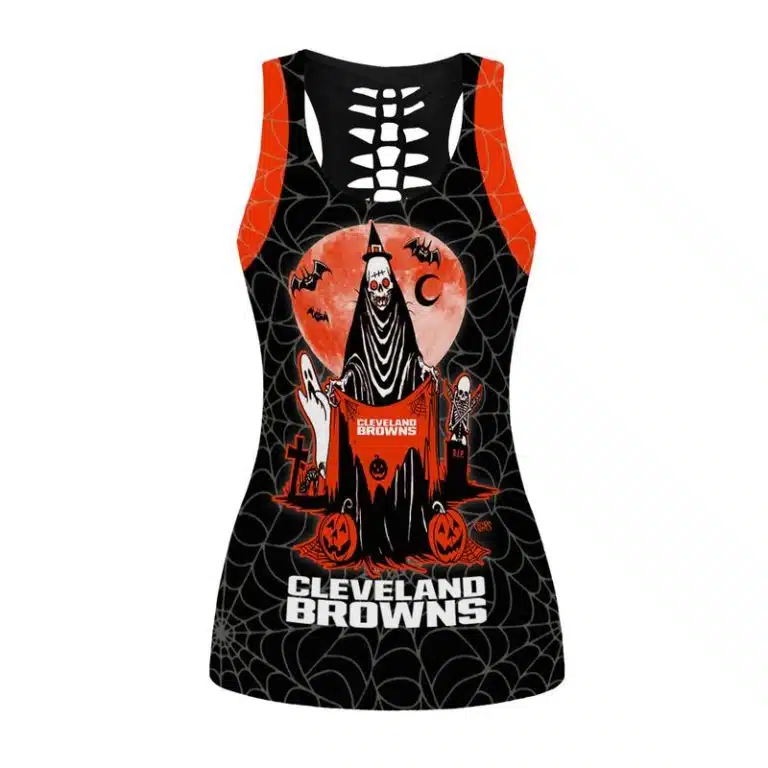 Cleveland Browns Women's Hollow Out Tank Top + Legging FN27 - Image 2