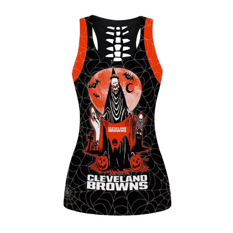 Cleveland Browns Women's Hollow Out Tank Top + Legging FN27 - Image 2