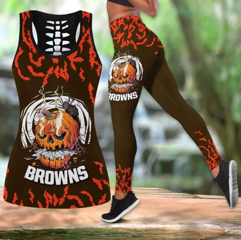 Cleveland Browns Women's Hollow Out Tank Top + Legging EJ41