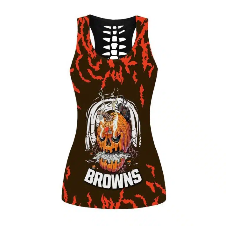 Cleveland Browns Women's Hollow Out Tank Top + Legging EJ41 - Image 3