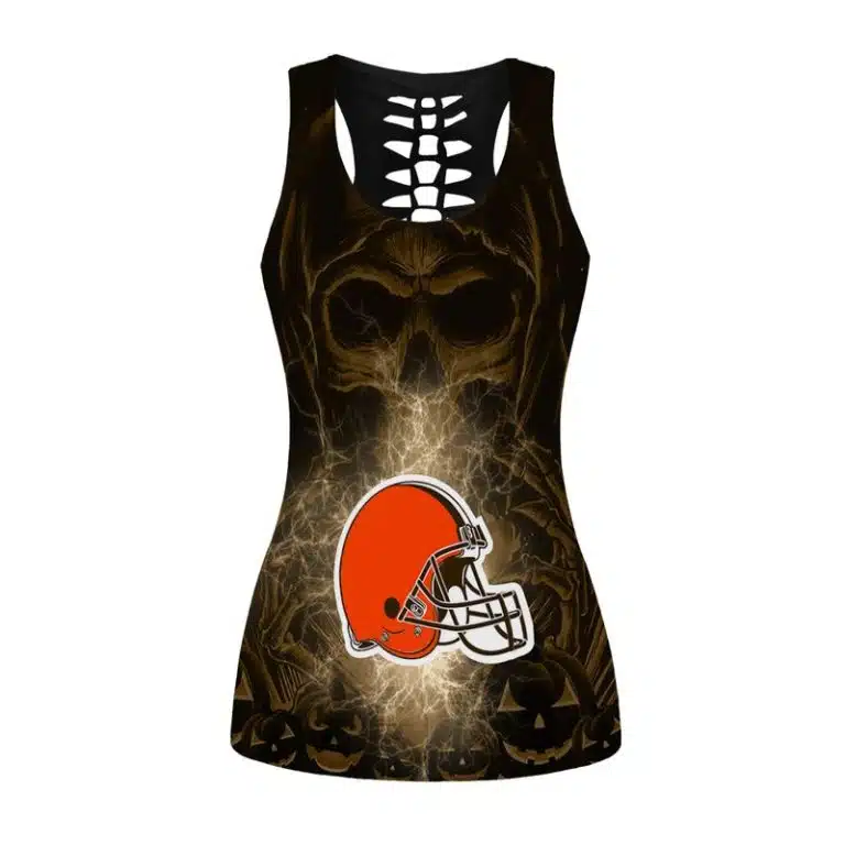 Cleveland Browns Women's Hollow Out Tank Top + Legging JT23 - Image 2