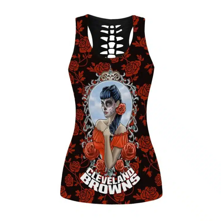 Cleveland Browns Women's Hollow Out Tank Top + Legging TW13 - Image 2
