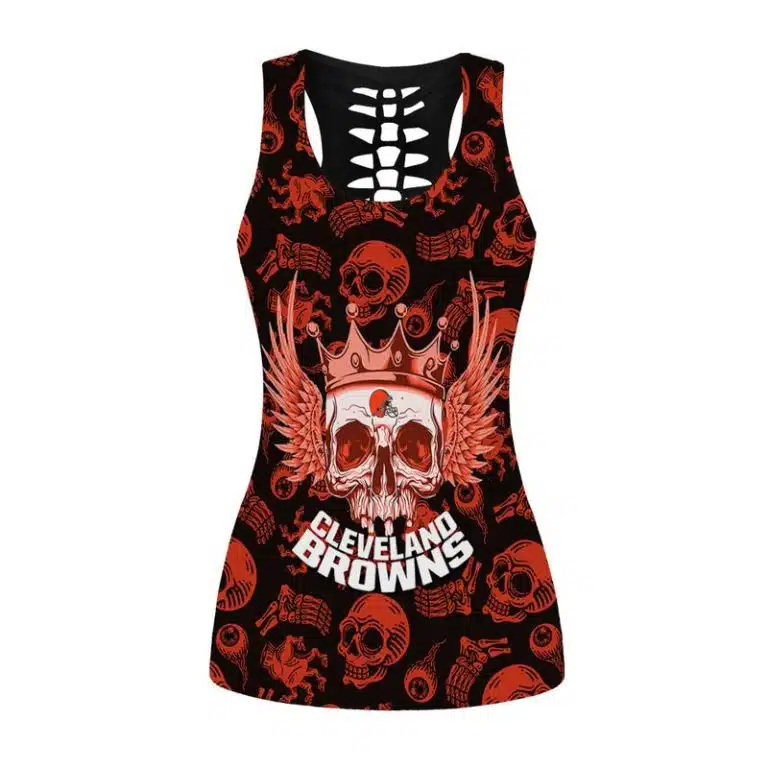 Cleveland Browns Women's Hollow Out Tank Top + Legging WY47 - Image 2