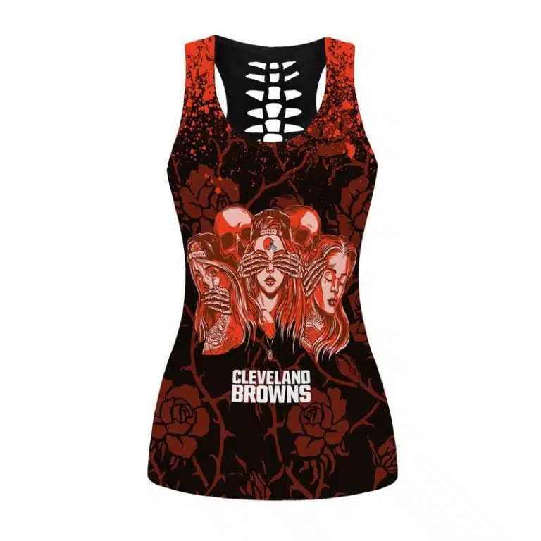 Cleveland Browns Women's Hollow Out Tank Top + Legging WT27 - Image 2